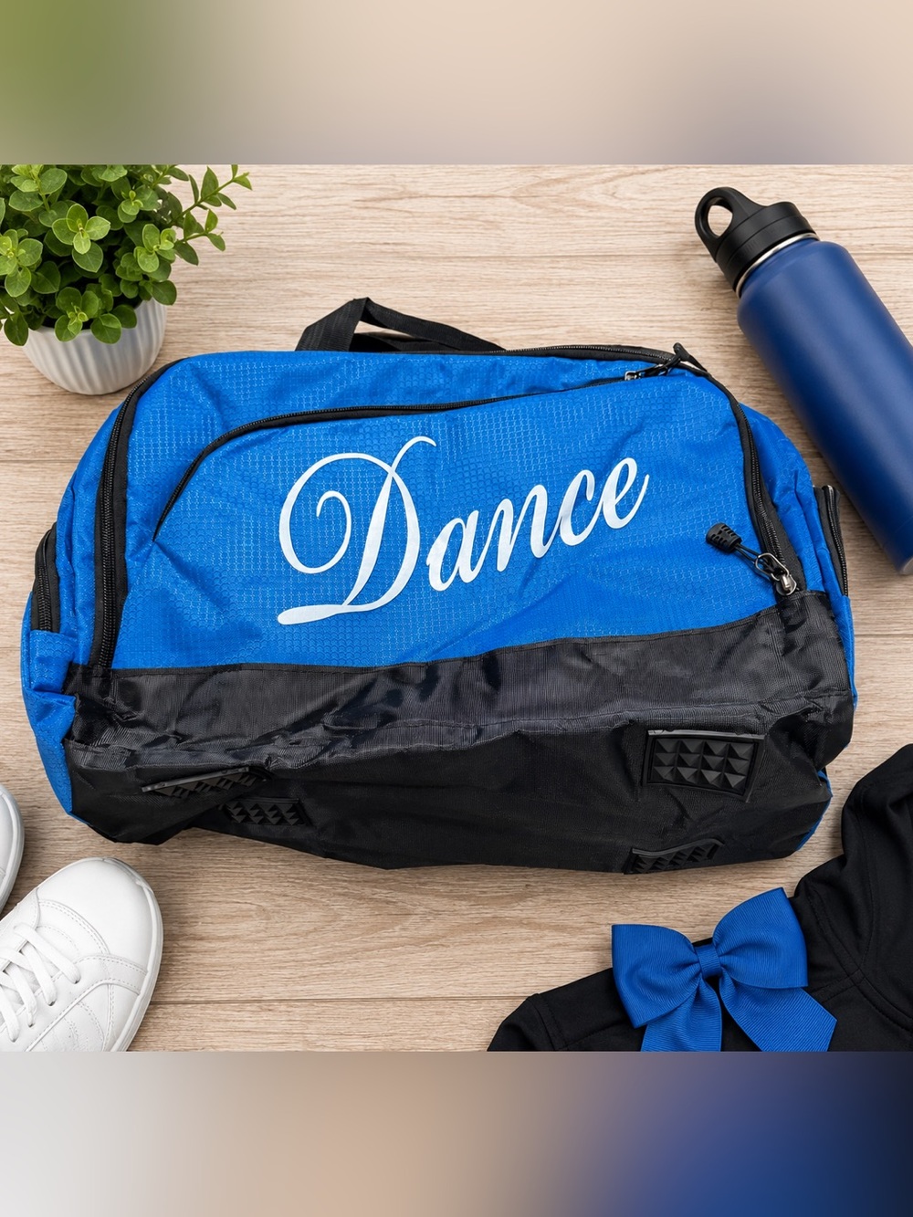 Kids Blue Black Dance Duffel Bag Ballet Gymnastics Cheer Travel